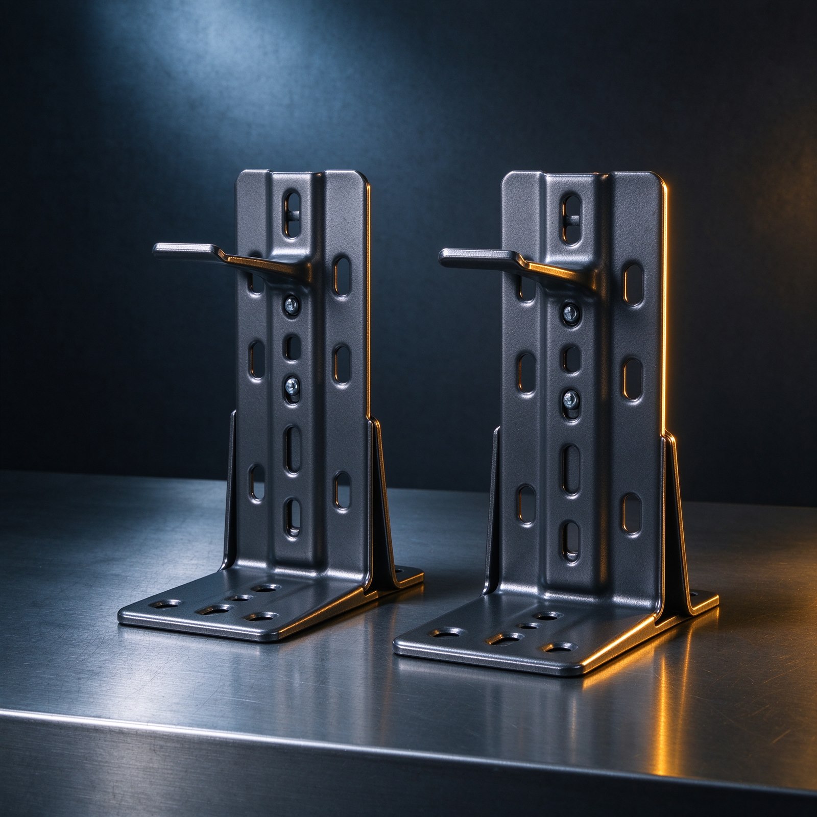Adjustable steel shelf brackets