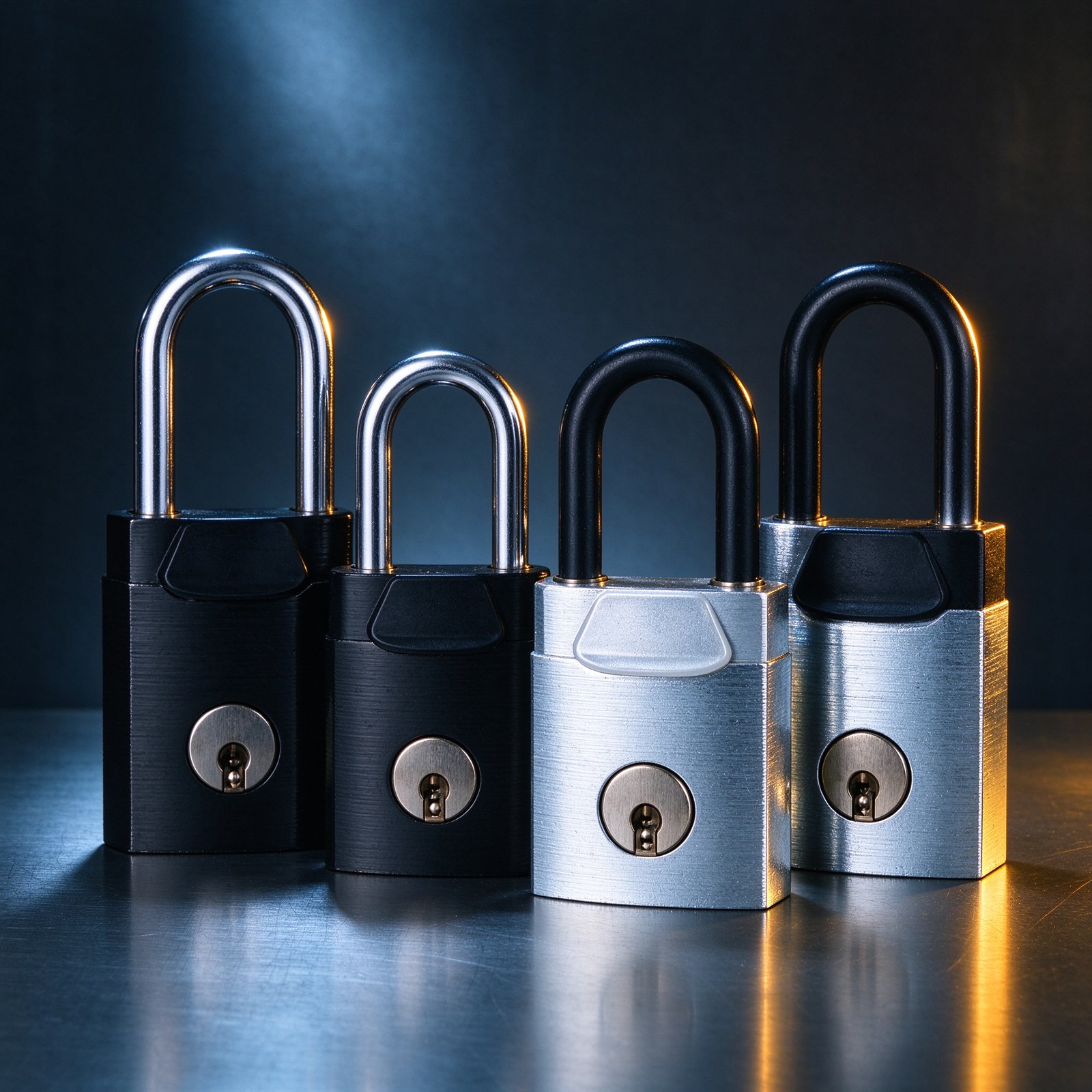 Hardened steel padlock set